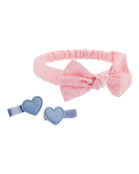 Baby 2-Pack Clips & Headwrap - Pink/Blue
