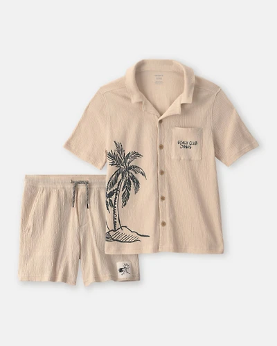 Boys 2-Piece Beach Button-Down Shirt & Short Set