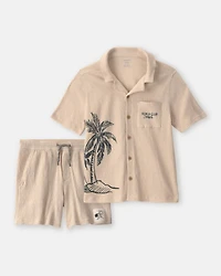 Boys 2-Piece Beach Button-Down Shirt & Short Set