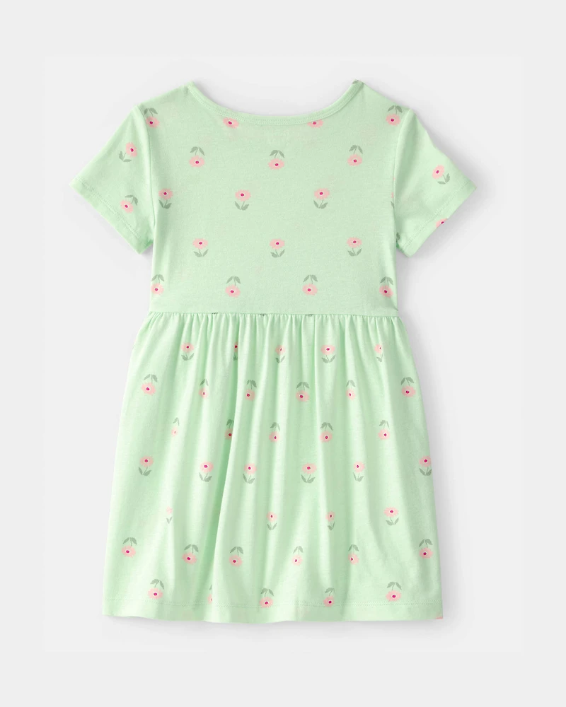 Toddler Girl Floral Short-Sleeve Dress - Green