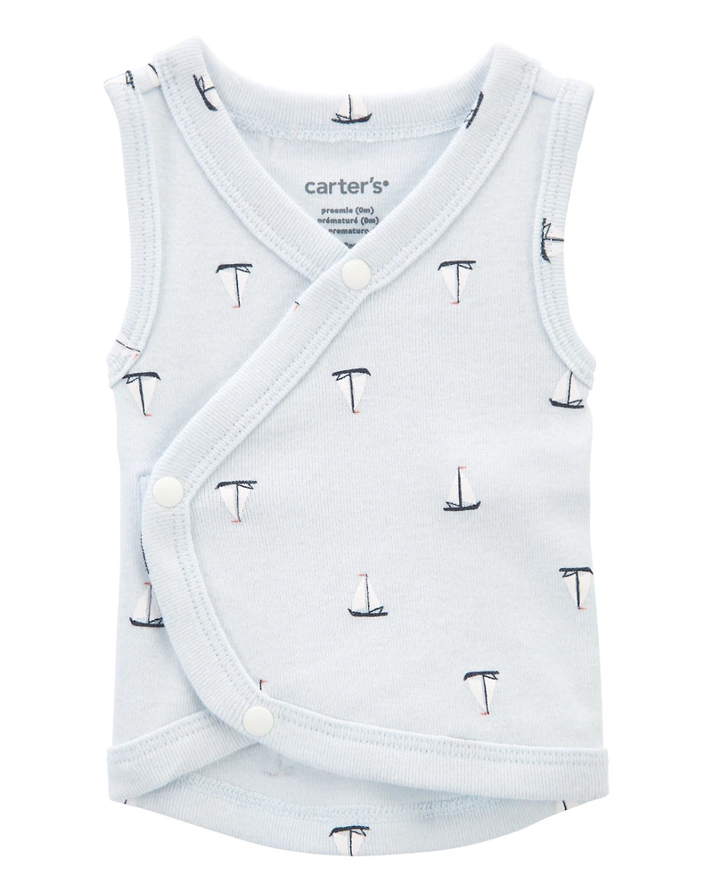 Baby Boy Preemie Sailboat Tank - Blue