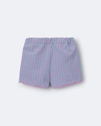 Toddler Girl Scalloped Gingham Short - Blue/Purple