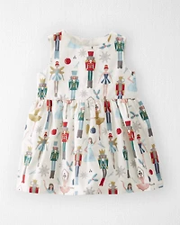 Baby Girl Organic Cotton Dress in Nutcracker Print