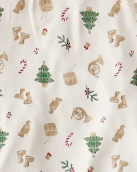 Kid Festive Holiday PurelySoft Long-Sleeve Snug Fit 2-Piece Pajamas - Cream