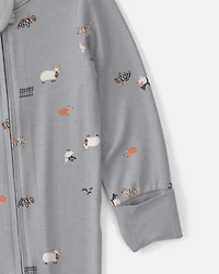 Baby Halloween Farm PurelySoft™ 2-Way Zip Sleep & Play Pajamas - Grey