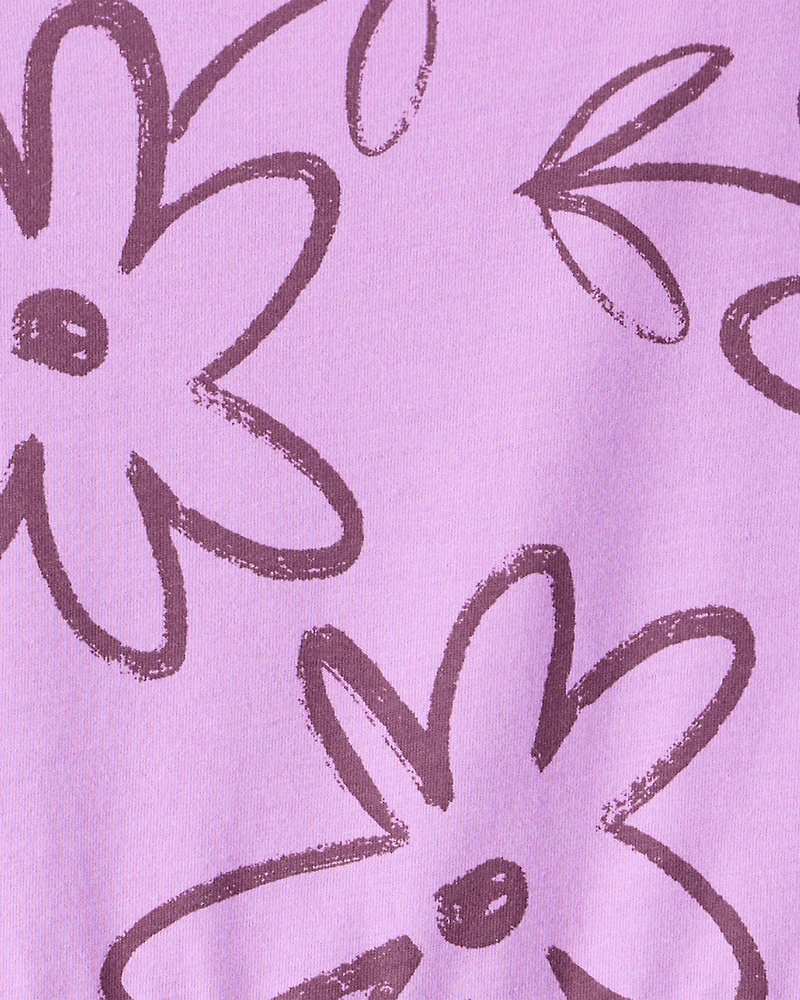 Girls Floral Long-Sleeve Dress - Purple