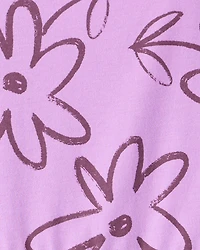 Girls Floral Long-Sleeve Dress - Purple