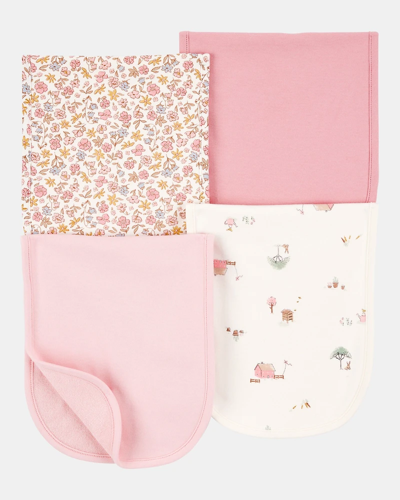 Baby 4-Pack Burp Cloths - Pink