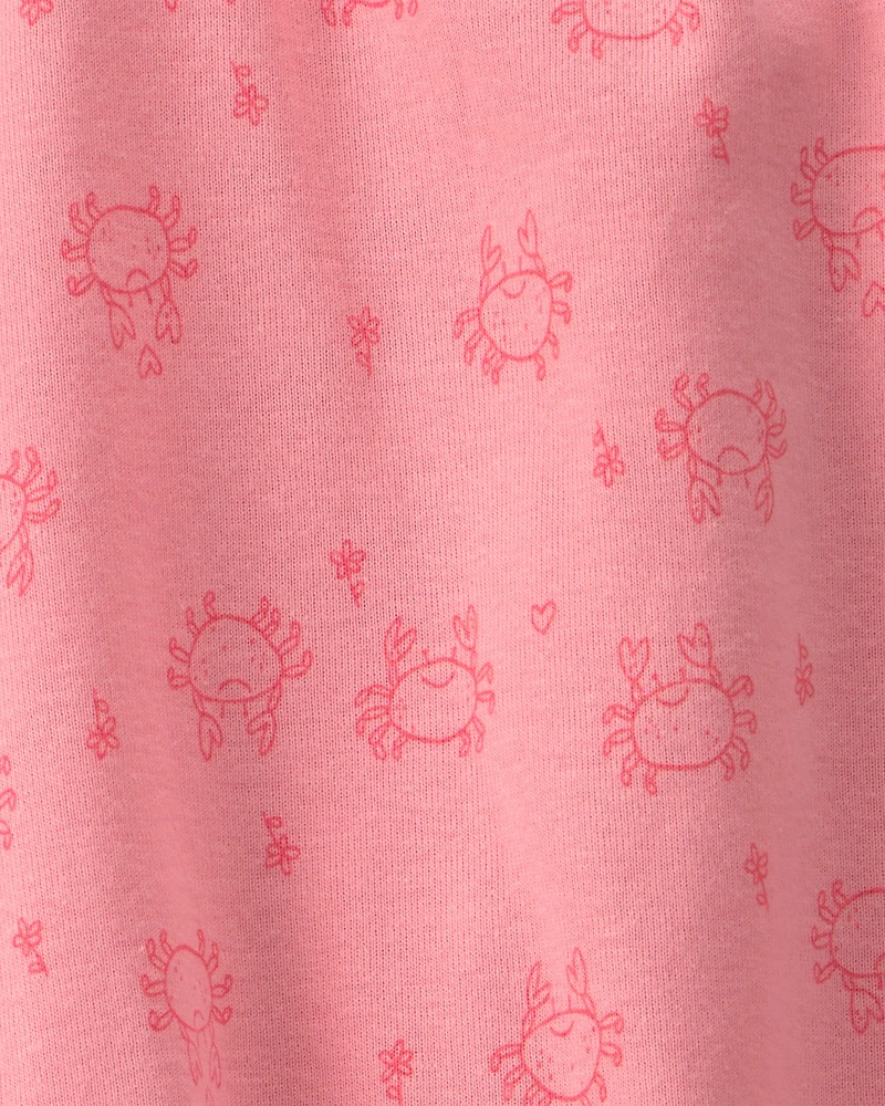 Baby Girl Crab Sleeveless Romper - Pink