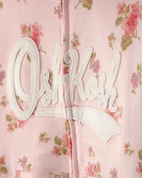 Girls Floral OshKosh Logo Zip-Up Hoodie - Pink