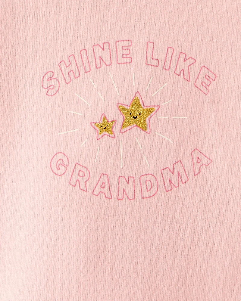 Baby Girl Shine Like Grandma Cotton Long-Sleeve Graphic Bodysuit - Pink