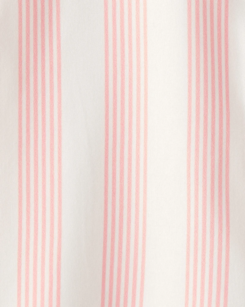 Toddler Girl Striped Loose Fit 2-Piece Pajama Set - Pink/Ivory