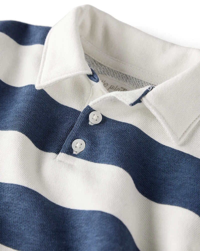 Baby Organic Cotton Henley Top in Stripes
