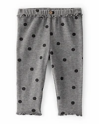 Baby Girl 2-Piece Flutter-Sleeve Polka Dot Long-Sleeve Top & Pant Set - Grey