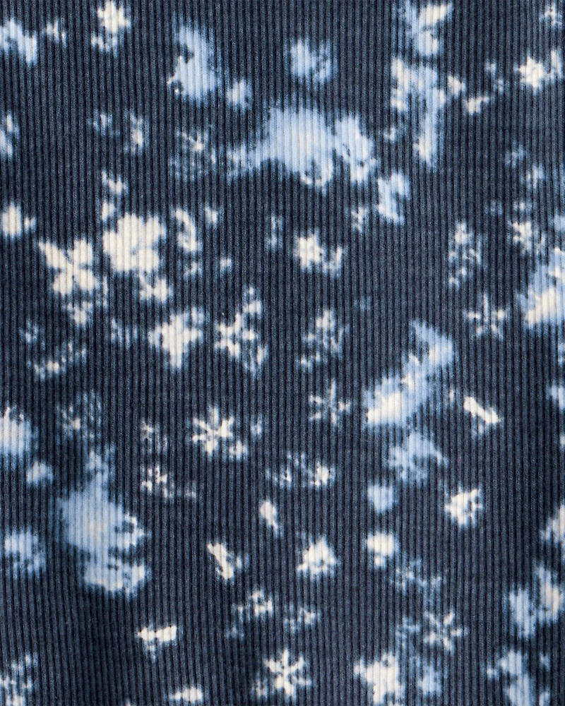 Girls Long-Sleeve 2-Piece Floral Top Set - Blue