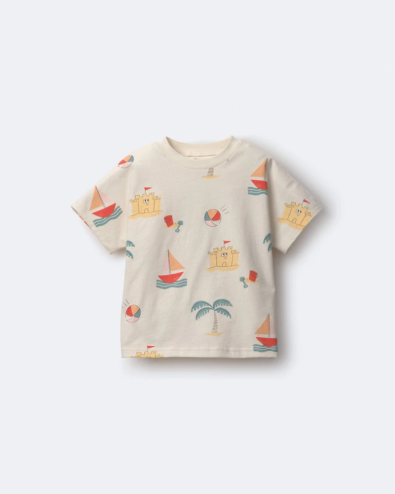 Toddler Dolman Tee in Sandcastle Print - Cream