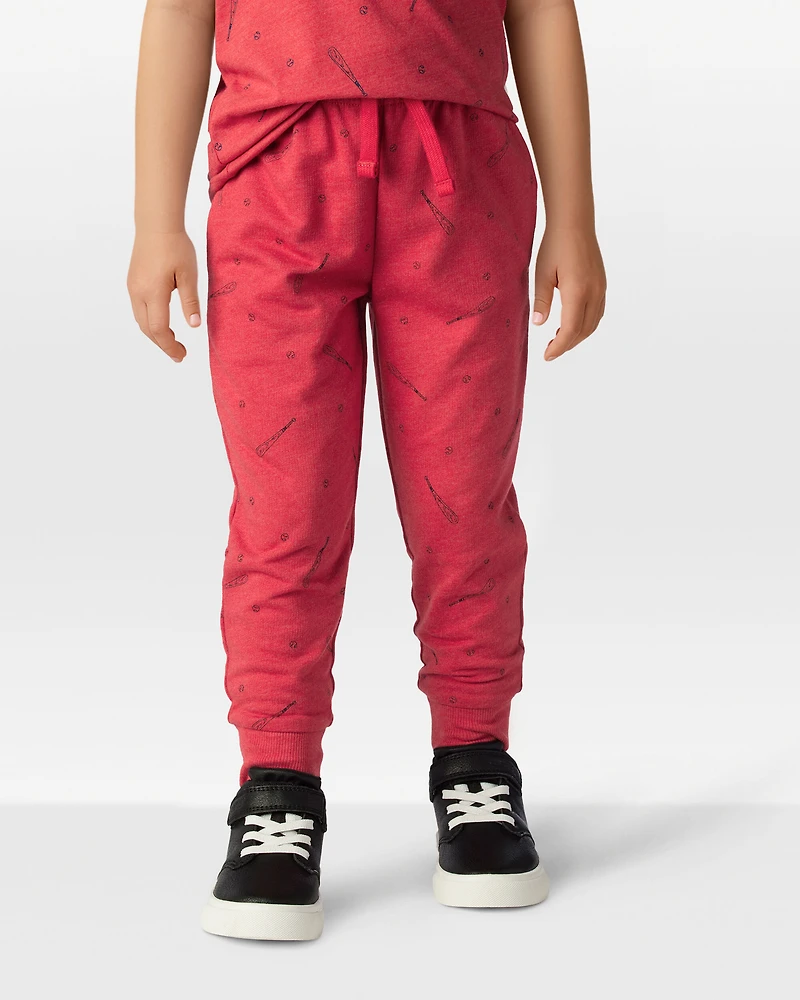 Toddler Boy Baseball French Terry Jogger - Red