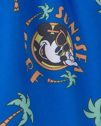 Baby Boy 2-Piece Disney© Mickey Mouse Long-Sleeve Rashguard Swimsuit Set - Blue/White