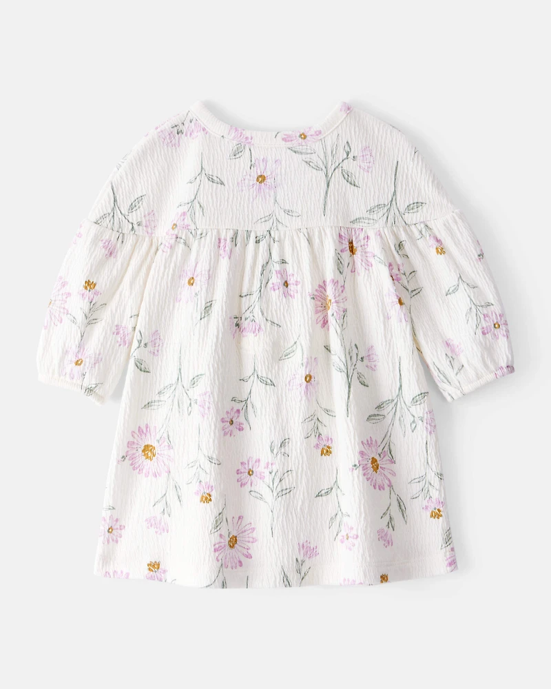 Baby Girl Floral Gauze Dress - White
