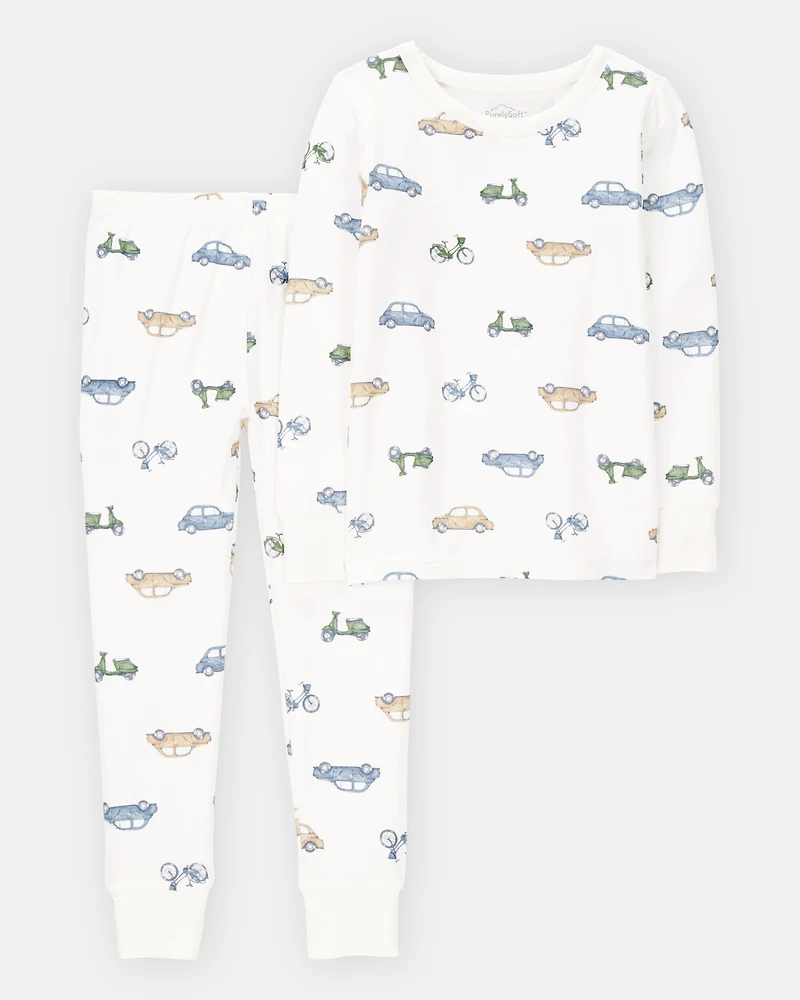 Toddler Boy Car Print PurelySoft 2-Piece Pajamas - Ivory