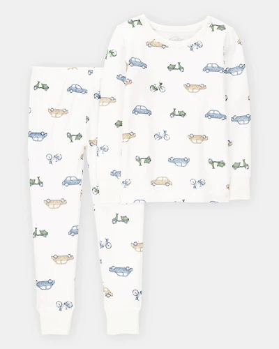 Toddler Boy Car Print PurelySoft 2-Piece Pajamas - Ivory