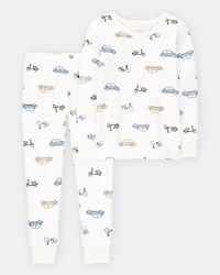 Toddler Boy Car Print PurelySoft 2-Piece Pajamas - Ivory