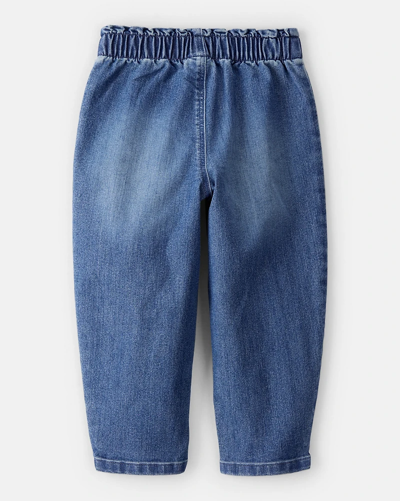 Toddler Girl Heart Pocket Barrel Jeans - Blue