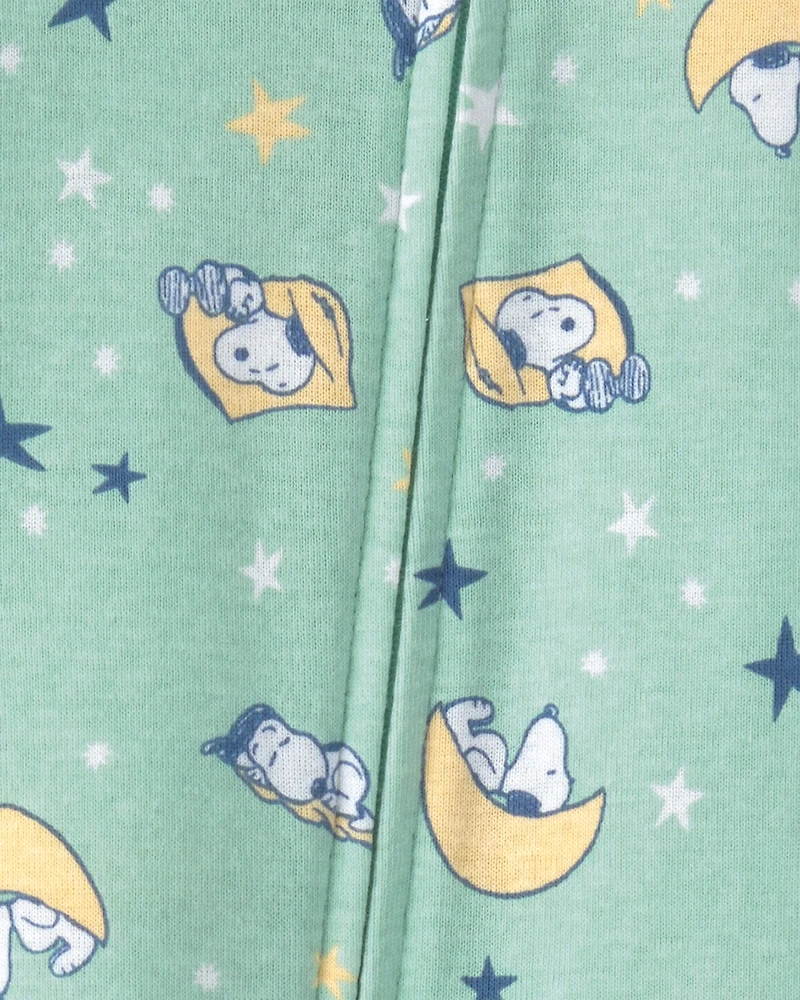 Baby Peanuts Snoopy 100% Cotton Snug Fit 1-Piece Pajama - Green