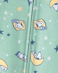 Baby Peanuts Snoopy 100% Cotton Snug Fit 1-Piece Pajama - Green