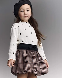 Toddler Girl Bubble Skirt in Plaid - Tan