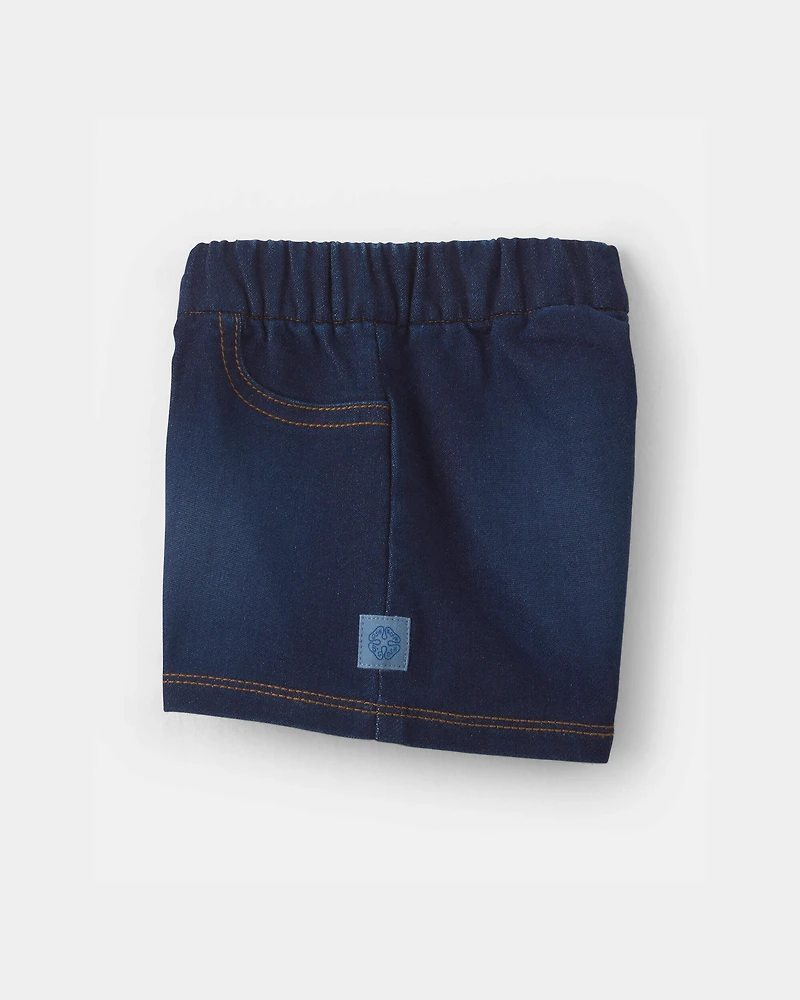 Baby Girl French Terry Knit Shorts - Dark Wash