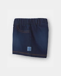 Baby Girl French Terry Knit Shorts - Dark Wash