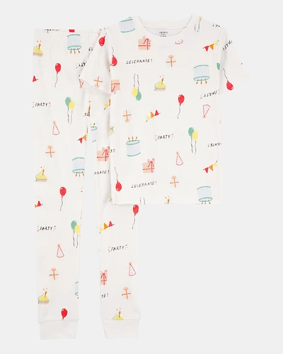 Kid 2-Piece Birthday 100% Snug Fit Cotton Pajamas - Ivory
