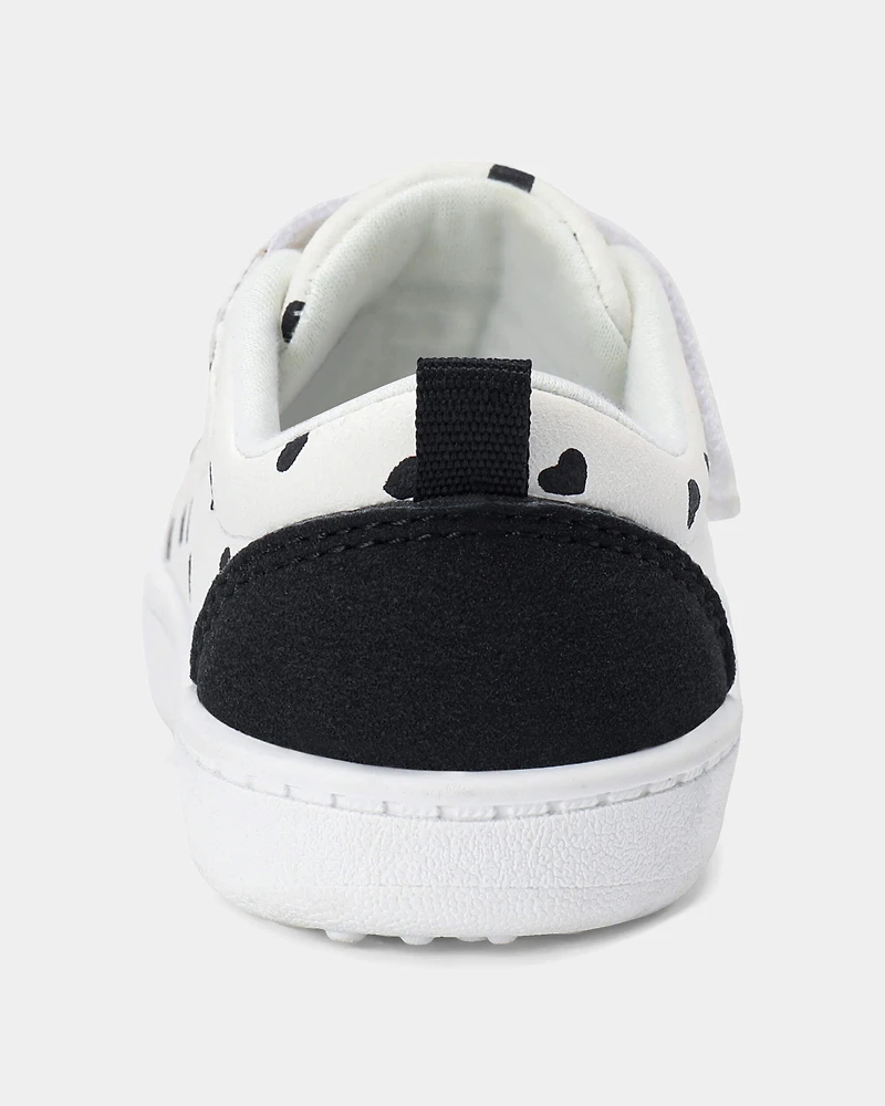 Baby Girl Heart Print Every Step® First Walker Casual Shoes - White/Black