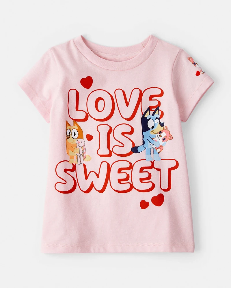 Toddler Girl Valentine's Day Bluey™ Short-Sleeve Graphic Tee - Pink