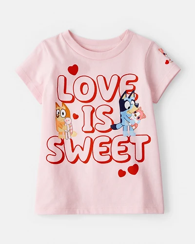 Toddler Girl Valentine's Day Bluey™ Short-Sleeve Graphic Tee - Pink