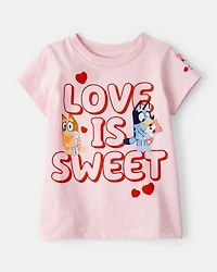 Toddler Girl Valentine's Day Bluey™ Short-Sleeve Graphic Tee - Pink