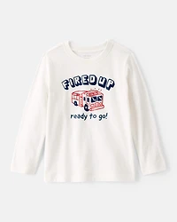 Toddler Boy Firetruck Long-Sleeve Graphic Tee - White