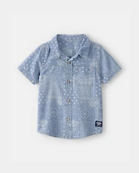Toddler Boy 2-Piece Chambray Shirt & Patchwork Denim Jeans Set - Blue