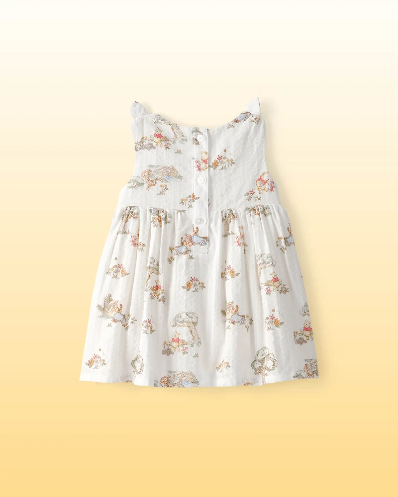 Baby Girl Disney© Winnie the Pooh Sleeveless Dress with Bows - White
