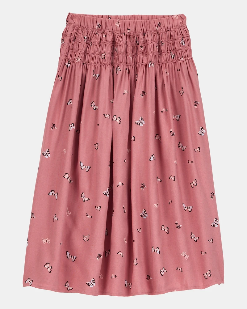 Kid 2-Piece Pointelle Tee & Butterfly Maxi Skirt Set - Pink