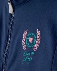 Toddler Girl Varsity French Terry Zip-Up Jacket - Blue