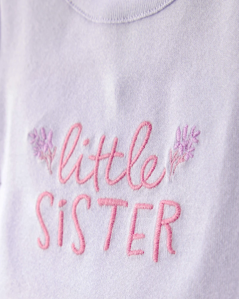 Baby Girl 2-Piece 'Little Sister' Bodysuit & Pant Set - Purple