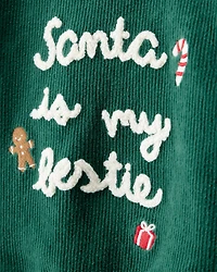 Baby 2-Piece Santa Is My Bestie Long-Sleeve Tee & Pant Set - Green