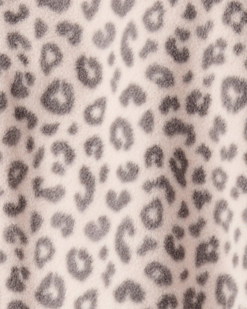 Baby Girl Leopard Print Loose Fit Long-Sleeve Sleep & Play Pajamas - Cream/Brown