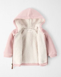 Baby Girl Sherpa Waffle Knit Hooded Jacket Made with Organic Cotton