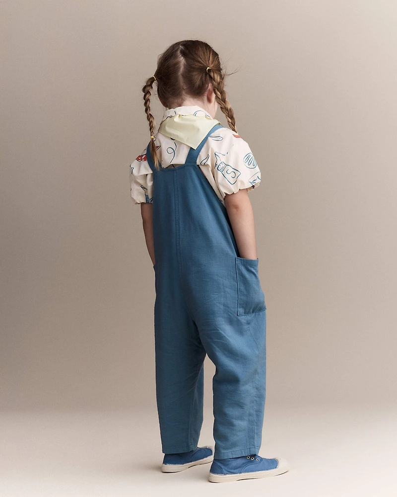 Toddler Girl Knot-Tie Overall - Teal