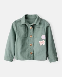 Toddler Girl Patchwork Cotton Long-Sleeve Utility Fashion Jacket - Green