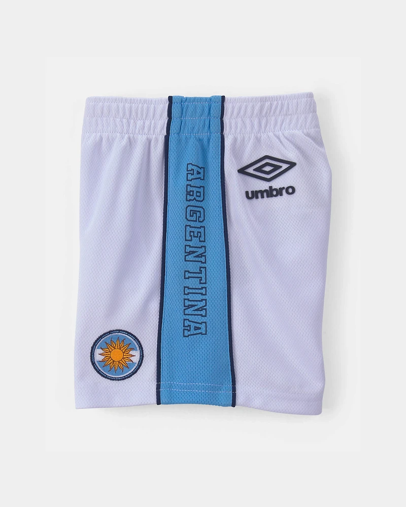 Toddler Umbro Argentina Mesh Soccer Shorts - Light Blue/White