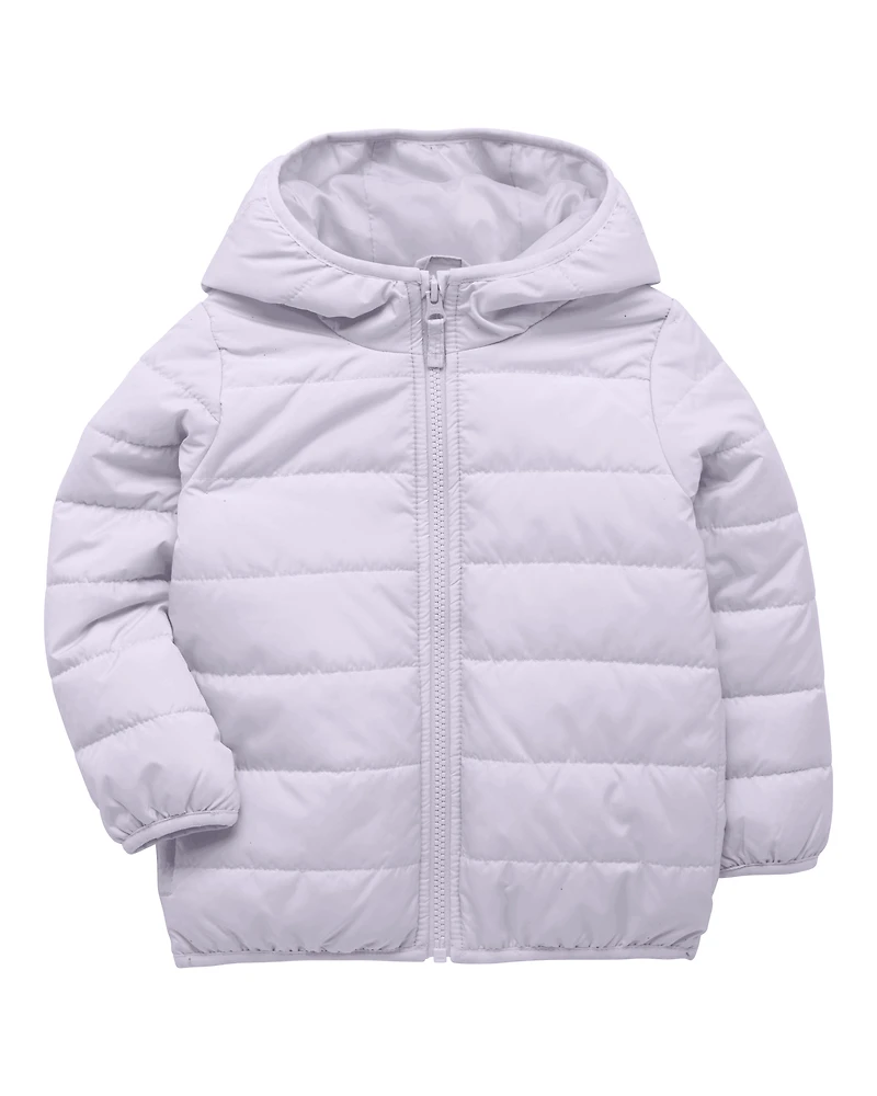 Kid Packable Hooded Puffer Jacket - Purple